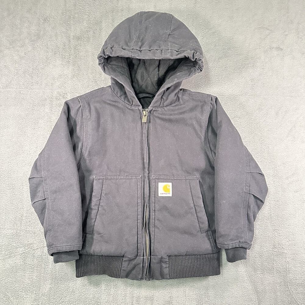Carhartt Canvas Coat Bomber Active Hooded Jacket Hooded Youth XXS 4-5 OJ8545-B